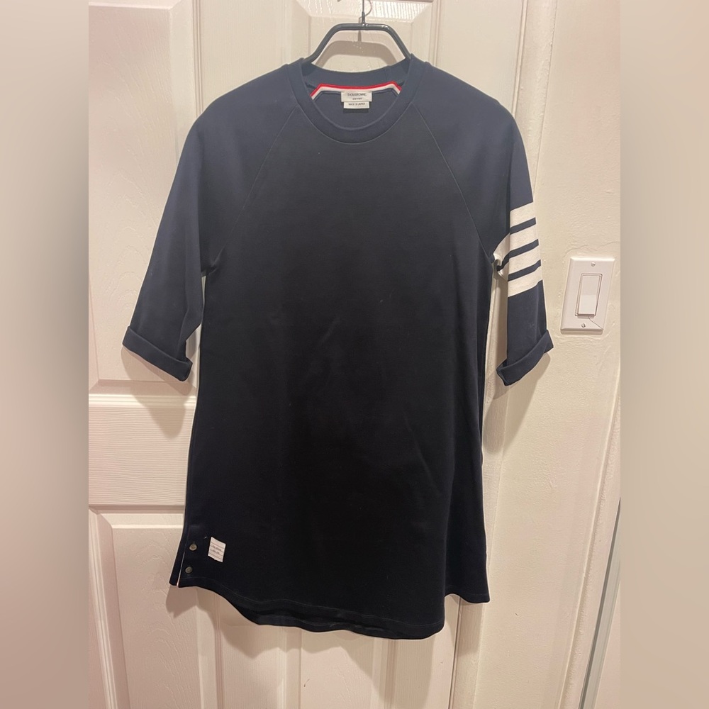 Thom Browne Navy Dress with Tricolor Detail